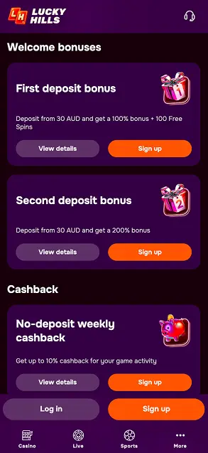 luckyhills casino bonus