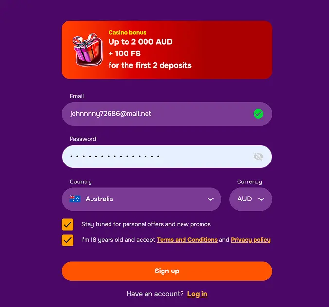 Creating an Account at Lucky Hills