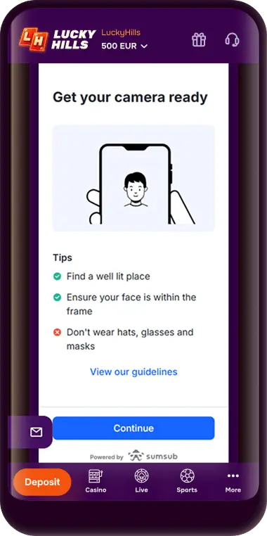 LuckyHills Casino Verification